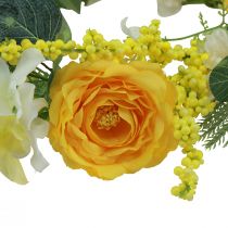 gjenstander Kunstig blomsterkrans Kunstig blomsterkrans gul hvit 42cm