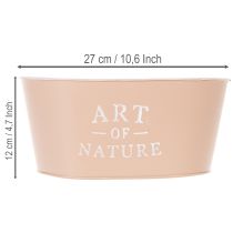 gjenstander Oval blomsterskål i sink, antikk rose, blomsterpotte, 27×18 cm, H12,5 cm