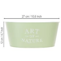gjenstander Blomsterskål oval sink mintgrønn 27×18 cm H12,5 cm