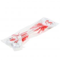 gjenstander Blomsterplugg hjerte hvit med sløyfe 7cm 12 stk