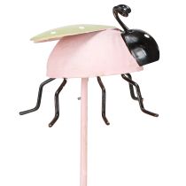 gjenstander Blomsterpinne Mariehøne Metall Grønn Rosa 7x4cm 6 Stk