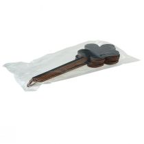 gjenstander Blomsterstaker mini treplaketter svart Ø10 cm 6-delers sett dekorasjon