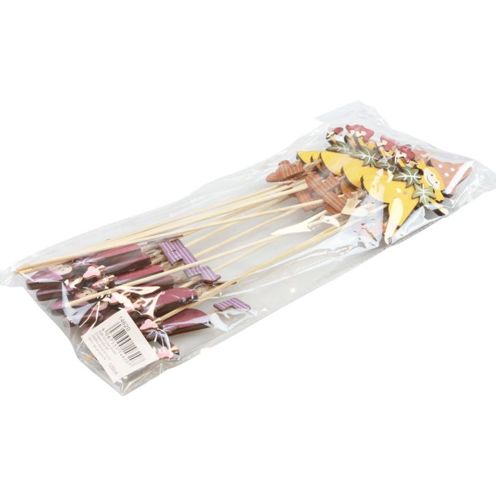 gjenstander Blomsterplugg høstdekor tre gul lilla 8×6cm 12stk