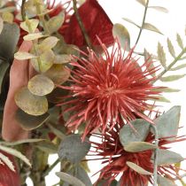 Bukett kunstige blomster eukalyptus tistel blomsterdekorasjon 36cm