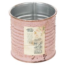 gjenstander Blomsterpotte dekorativ blikk rund antikk rose metallplanter Ø8cm H7,5cm