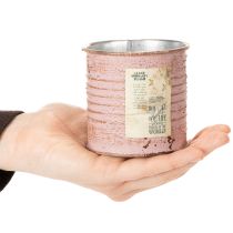 gjenstander Blomsterpotte dekorativ blikk rund antikk rose metallplanter Ø8cm H7,5cm