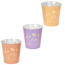 gjenstander Rund pastellfarget blomsterpotte med blomstermotiv til potteplanter, 12 cm, 3 stk.