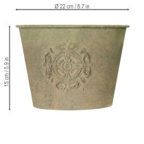 gjenstander Metallblomsterpotte, grønn, vintage, Ø22 cm–13,5 cm, sett med 3