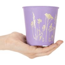 gjenstander Sett med 3 metallpotter i pastellfarger med blomstermotiv, 10 cm