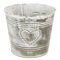 gjenstander Shabby Chic blomsterpotte, metallplanter, hjerteformet, Ø17,5 cm, H15,5 cm