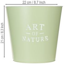gjenstander Blomsterpotte i sink, metall, mintgrønn, Ø22 cm, H21 cm