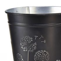 gjenstander Blomsterkrukke sort sølv plantekasse metall Ø12,5cm H11,5cm