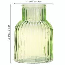 gjenstander Blomstervase retro grønn glass vase riller Ø13,5cm H20cm