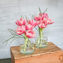 Blomstervase, lysestake, glasskar gjennomsiktig H10,5cm Ø9cm