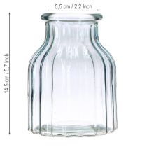 gjenstander Blomstervaser glassriller design blå Ø11cm H14,5cm 2 stk