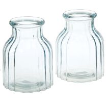 gjenstander Blomstervaser glassriller design blå Ø11cm H14,5cm 2 stk