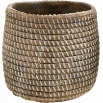 gjenstander Boho blomsterpotte cachepot keramisk flettet look Ø9cm H10,5cm 2stk