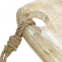 gjenstander Trebrett, brett med snor, naturtre vasket hvit, shabby chic L60cm