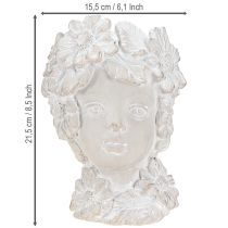 gjenstander Byste laget av støpt stein skulptur kvinne plantekasse antikk H21,5cm