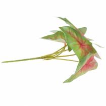 gjenstander Kunstig caladium seksbladet grønn/rosa kunstig plante som ekte!