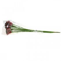 gjenstander Calla røde bordeaux kunstige blomster i en haug 57cm 12 stk