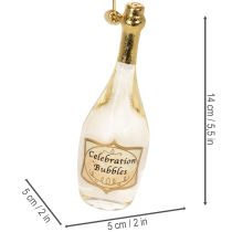 gjenstander Anhengsett med champagneflaske og champagneglass, juletrepynt, 14 cm, 2 stk.