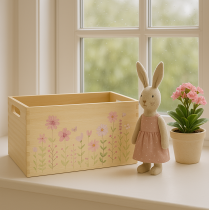 gjenstander Liten trekasse trekasse blomster sommerfugl 30x18cm