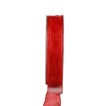 gjenstander Chiffonbånd organzabånd dekorative bånd organza rødt 15mm 20m