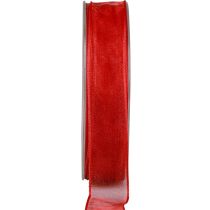 gjenstander Chiffonbånd organzabånd dekorative bånd organza rødt 25mm 20m