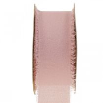 Chiffonbånd rosa stoffbånd med frynser 40mm 15m