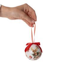 gjenstander Julekule med hjortemotiv og bånd til oppheng, 7 cm, 4 stk.