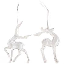gjenstander Juletrepynt hjort dekorativ figur akryl 12,5/15cm 2stk