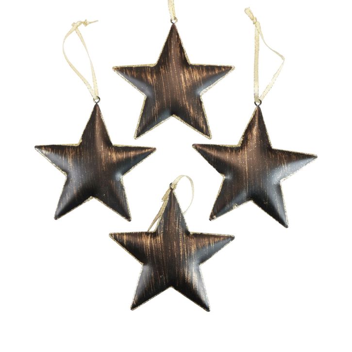 gjenstander Juletrepynt dekorativ stjerne metall sort gull Ø11cm 4stk