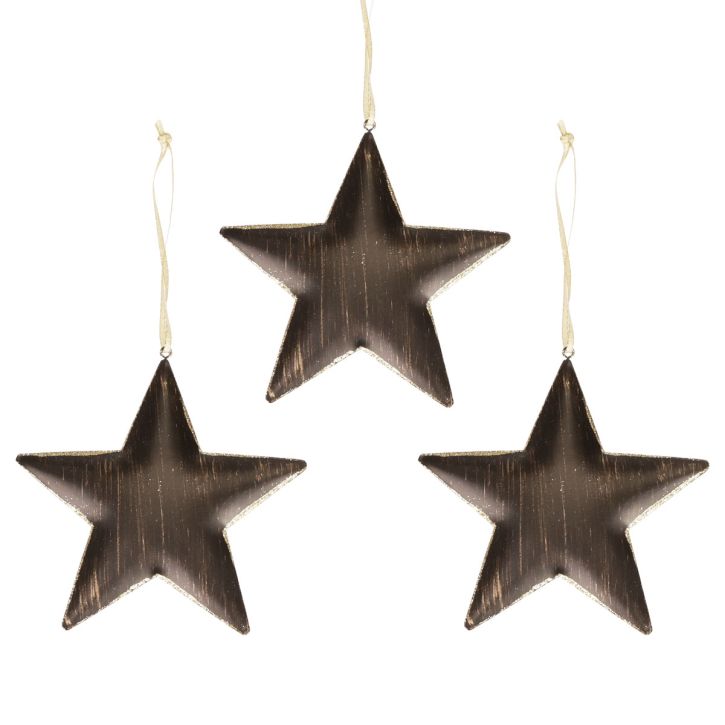 gjenstander Juletrepynt dekorasjon stjerne metall sort gull Ø15cm 3stk