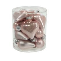 gjenstander Mini glasshjerter rosa 4cm 12 stk