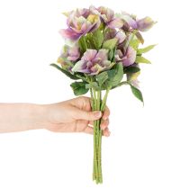 gjenstander Kunstig julerosebukett med lilla blomster, 35 cm, 6 stk.