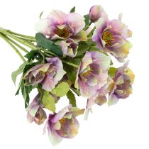 gjenstander Kunstig julerosebukett med lilla blomster, 35 cm, 6 stk.