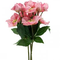 Julerose, fasterose, hellebore, kunstige planter rosa L34cm 4stk