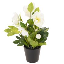 gjenstander Kunstig julerose, potteblomst, borddekorasjon, 34 cm