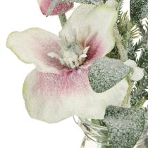 gjenstander Kunstig julerose i glass, kunstige blomster til oppheng, H22 cm