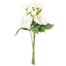 gjenstander Kunstig juleroseblomstbukett, hvit, kunstig julepynt