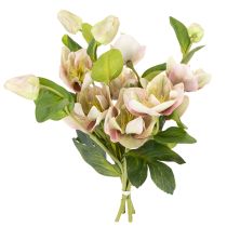 gjenstander Kunstig blomsterdekorasjon med julerose, 30 cm bukett med 4 stk.