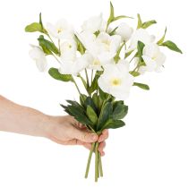 gjenstander Julerose kunstig blomst hvit dekorativ kunstig blomsterbukett, 40 cm, 4 stk.