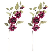 gjenstander Klematis kunstig 3 blomster kunstige blomster Bordeaux 81cm 2 stk