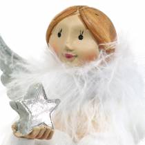 gjenstander Dekorativ engel med hjerte og stjernehvit, sølv Ø7,5 H15cm 2stk