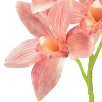 gjenstander Cymbidium orkidé kunstig 5 blomster fersken 65cm