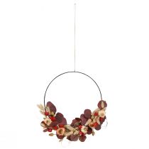 gjenstander DIY-boksring Tørkede blomsterkrans jordbær Ø30cm - Boho dekorativ ring - Design din egen