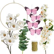 gjenstander DIY boks magnoliasløyfe med eukalyptus vindu dekorasjon veggdekor 30,5cm