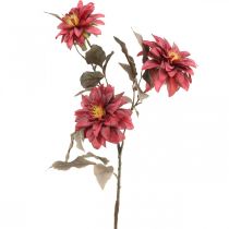 gjenstander Kunstig blomst dahlia rød, silkeblomst høst 72cm Ø9/11cm