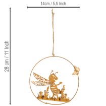 gjenstander Dekorativ metallbie, rustfinish, hagedekorasjon til oppheng, Ø14 cm, 4 stk.